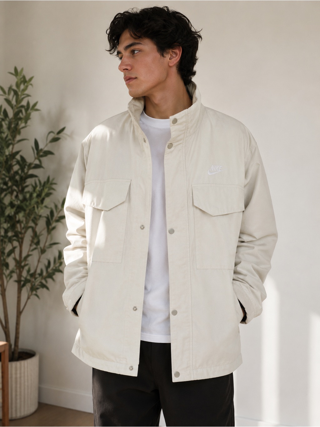 Nike Men's Off White Cream Futura Jacket Size L